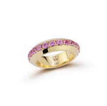 GRANT 18K GOLD AND PINK SAPPHIRE ANGLED BAND RING