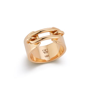 MORRELL 18K GOLD ELONGATED OVAL LINK CUFF RING