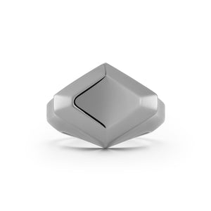 QUENTIN STERLING SILVER AND BLACK RHODIUM FACETED HEXAGON SIGNET RING