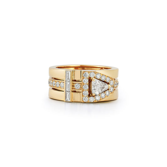 KEYNES 18K GOLD AND DIAMOND BUCKLE RING