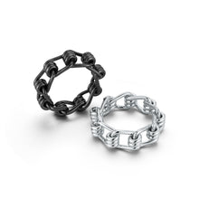 HUXLEY STERLING SILVER, BLACK RHODIUM COIL LINK RING