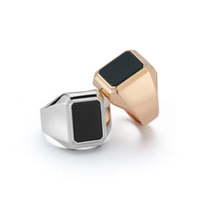 CARRINGTON STERLING SILVER AND BLACK SPINEL RECTANGULAR SIGNET RING