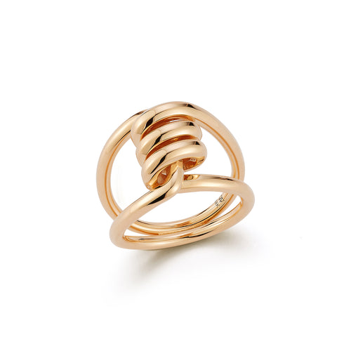 HUXLEY 18K GOLD SINGLE COIL LINK RING