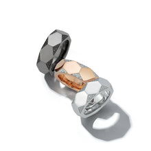 QUENTIN 18K ROSE GOLD AND DIAMOND FACETED HEXAGON BAND RING