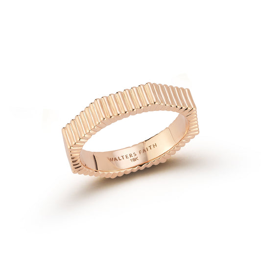 CARRINGTON 18K ROSE GOLD FLUTED OCTAGON BAND RING