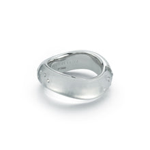 JULIAN PLATINUM, DIAMOND AND ROCK CRYSTAL WIDE WAVE RING