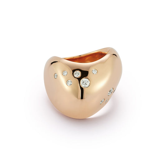 JULIAN 18K ROSE GOLD AND BURNISHED DIAMOND WAVE RING