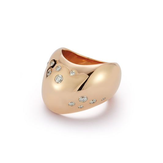 JULIAN 18K ROSE GOLD AND BURNISHED DIAMOND WAVE RING