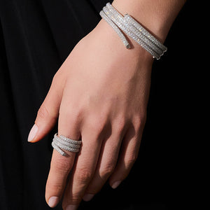THOBY 18K WHITE GOLD PAVE DIAMOND TRIPLE SPIRAL BRACELET