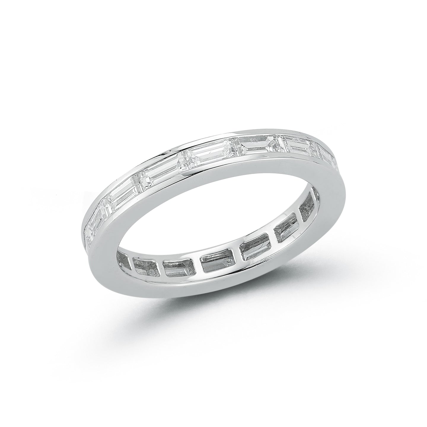 KEYNES 18K WHITE GOLD CHANNEL SET BAGUETTE DIAMOND BAND RING