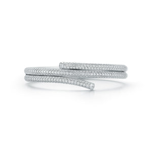 THOBY 18K WHITE GOLD PAVE DIAMOND DOUBLE SPIRAL BRACELET