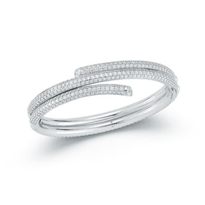 THOBY 18K WHITE GOLD PAVE DIAMOND DOUBLE SPIRAL BRACELET