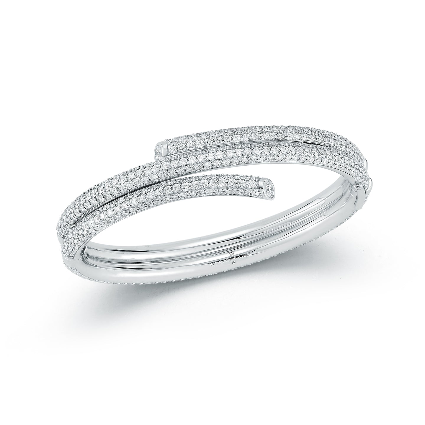 THOBY 18K WHITE GOLD PAVE DIAMOND DOUBLE SPIRAL BRACELET