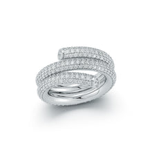 THOBY 18K WHITE GOLD AND PAVE DIAMOND DOUBLE ROW SPIRAL RING