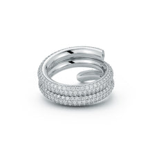 THOBY 18K WHITE GOLD AND PAVE DIAMOND DOUBLE ROW SPIRAL RING