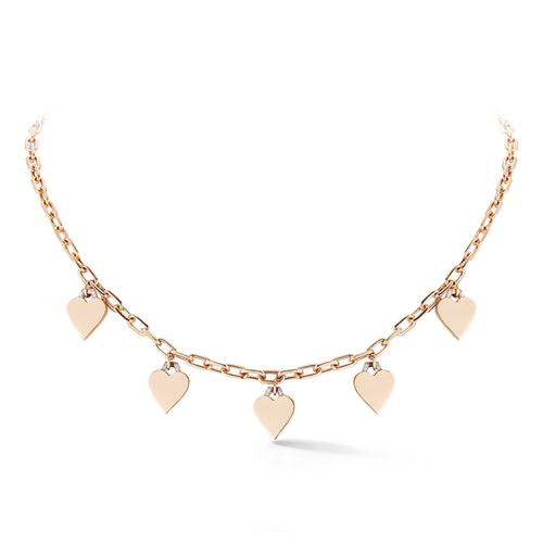 DORA 18K ROSE GOLD MULTI HEART CHARM NECKLACE