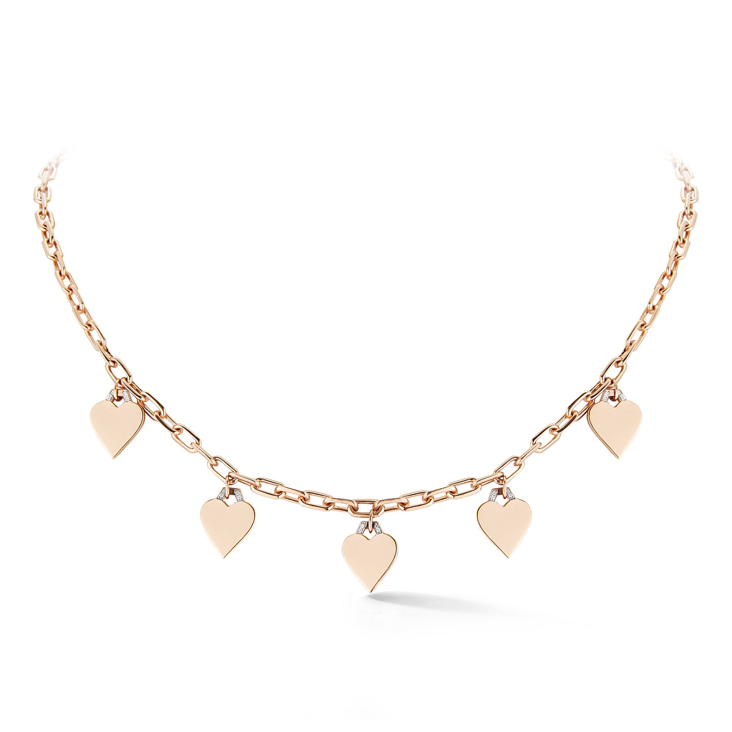 DORA 18K ROSE GOLD MULTI HEART CHARM NECKLACE