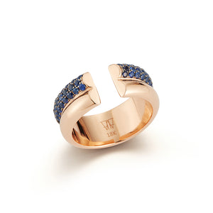 THOBY 18K ROSE GOLD AND BLUE SAPPHIRE 2 ROW TUBULAR RING