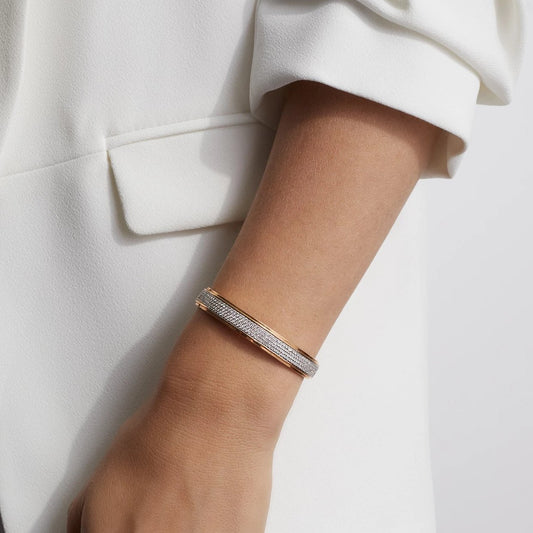 CARRINGTON 18K TWO TONE 4 ROW DIAMOND CUFF