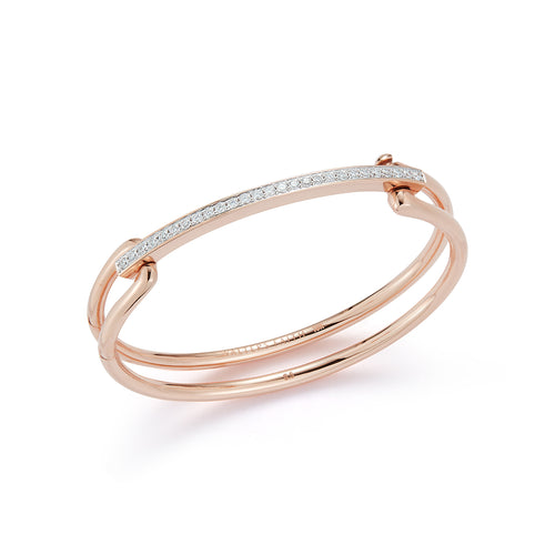 GRANT 18K ROSE GOLD ELONGATED LINK CUFF WITH DIAMOND BAR