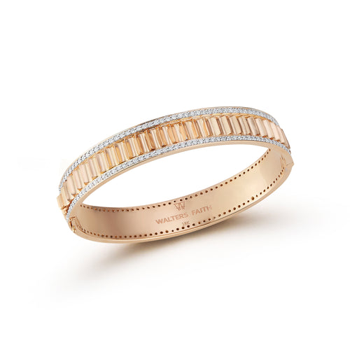 CLIVE 18K GOLD AND DIAMOND EDGE FLUTED CUFF BANGLE