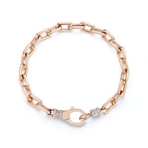 CLIVE 18K GOLD CHAIN LINK BRACELET WITH DIAMOND LOBSTER CLASP