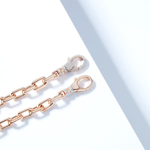 CLIVE 18K ROSE GOLD CHAIN LINK BRACELET WITH DIAMOND LOBSTER CLASP
