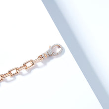 CLIVE 18K ROSE GOLD CHAIN LINK BRACELET WITH ALL DIAMOND LOBSTER CLASP