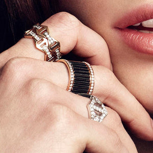 KEYNES 18K SIGNATURE SAPPHIRE BAR HEXAGON STACKABLE RING
