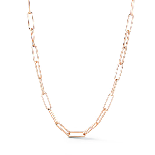 SAXON 18K ROSE GOLD PAPER CLIP CHAIN NECKLACE
