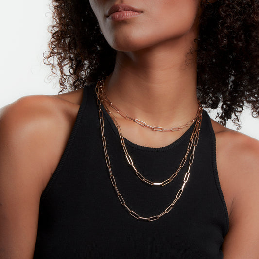 SAXON 18K ROSE GOLD PAPER CLIP CHAIN NECKLACE