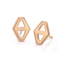 KEYNES 18K SIGNATURE SMALL HEXAGON STUD EARRINGS