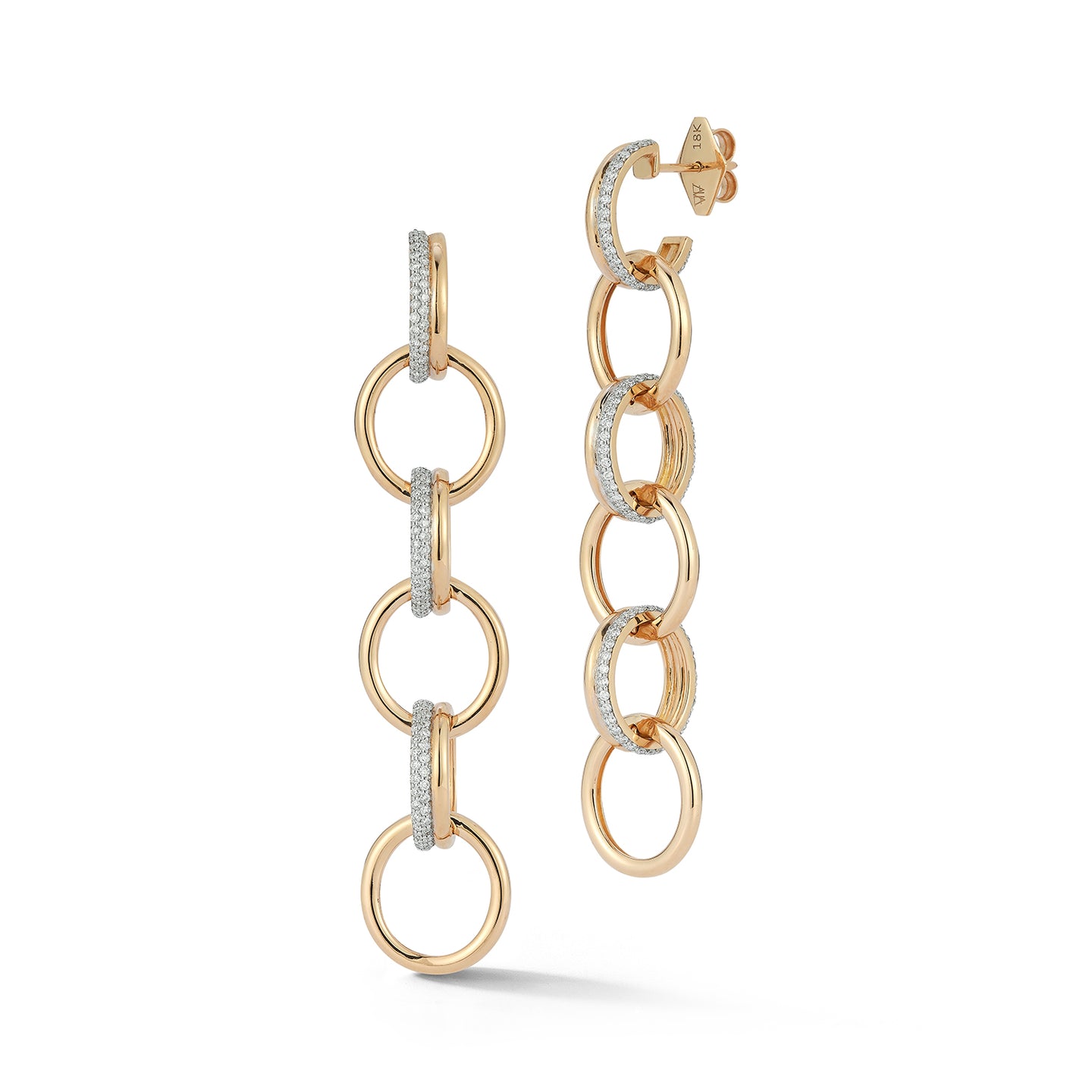 THOBY 18K ROSE GOLD AND DIAMOND 6 LINK DROP EARRINGS