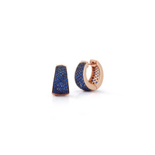 LYTTON 18K ROSE GOLD AND ALL BLUE SAPPHIRE TAPERING HOOP EARRINGS