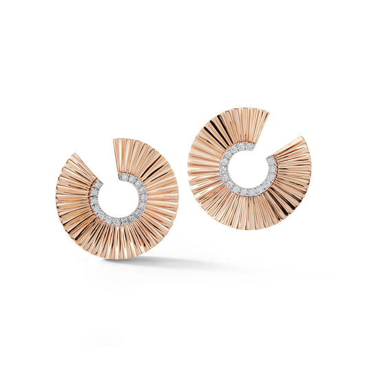 CLIVE 18K GOLD AND DIAMOND FRONT FACING HOOP EARRINGS