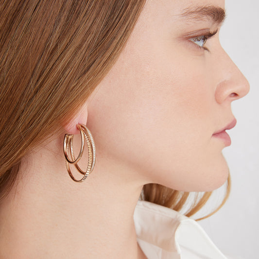 CLIVE 18K AND DIAMOND TRIPLE HOOP EARRINGS