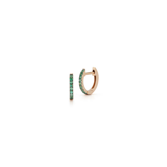 WF CLASSIC 18K GOLD AND GREEN EMERALD SINGLE ROW HUGGIES