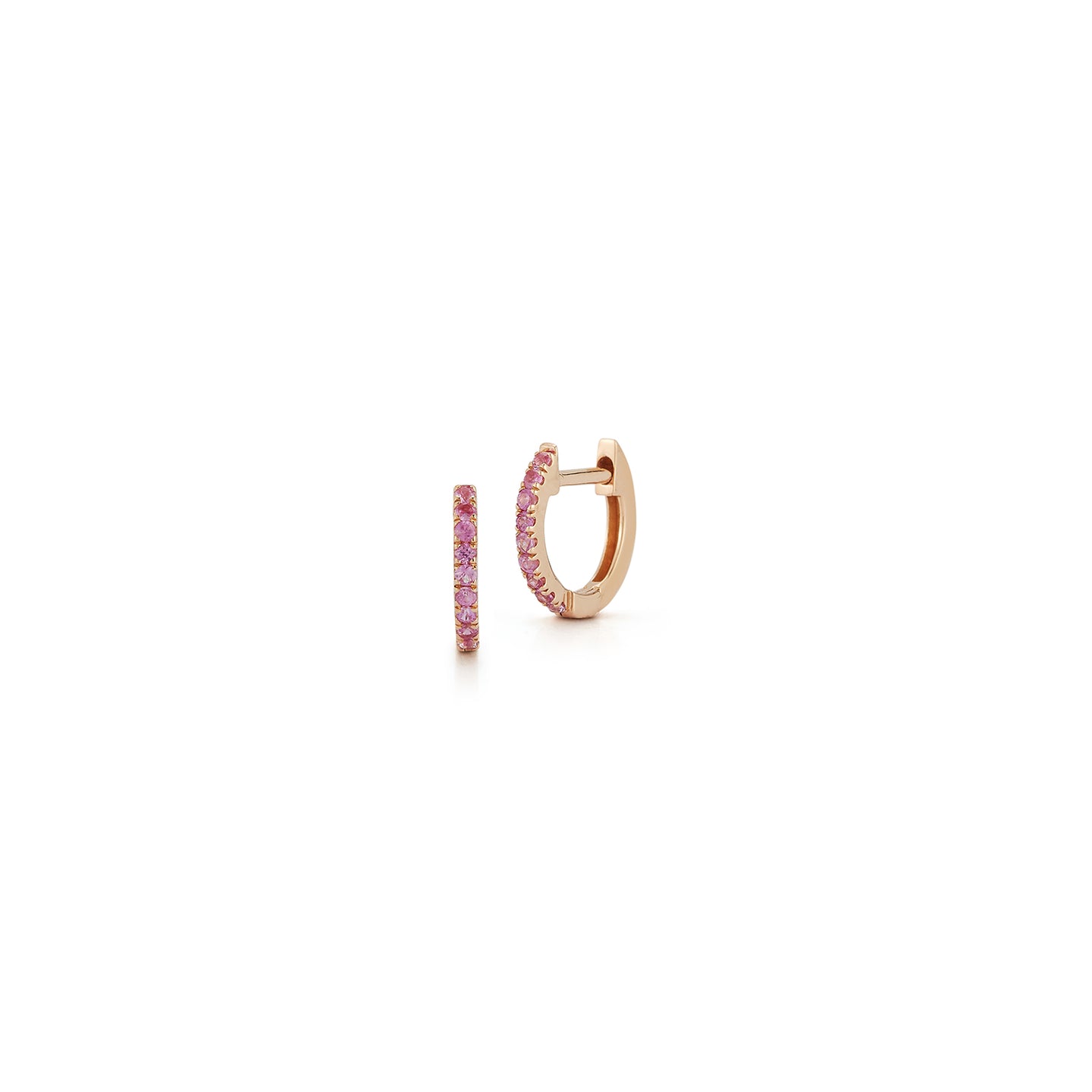 WF CLASSIC 18K ROSE GOLD AND PINK SAPPHIRE HUGGIE- 1/2 PAIR