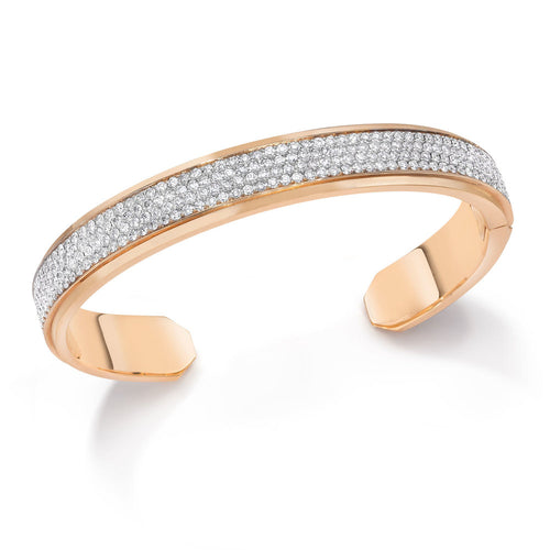CLIVE 18K ROSE GOLD AND DIAMOND EDGE FLUTED CUFF BANGLE