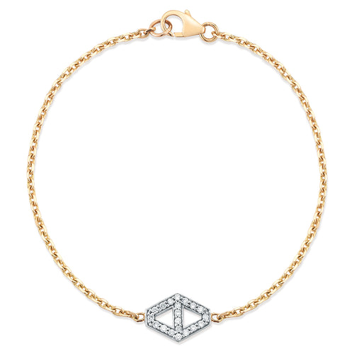 KEYNES 18K SMALL SIGNATURE DIAMOND HEXAGON BRACELET