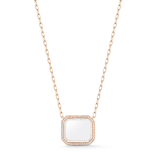 BELL 18K DIAMOND & ROCK CRYSTAL RECTANGULAR PENDANT