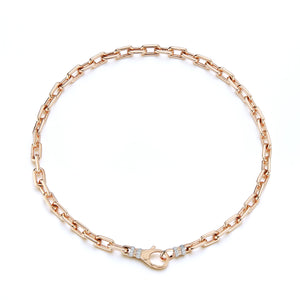 CLIVE 18K ROSE GOLD CHAIN LINK CHOKER WITH DIAMOND LOBSTER CLASP