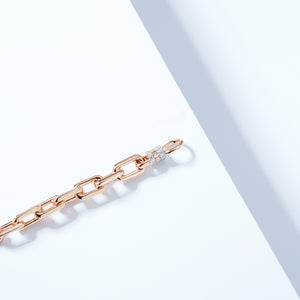 CLIVE 18K ROSE GOLD CHAIN LINK CHOKER WITH DIAMOND LOBSTER CLASP
