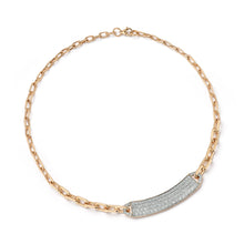 CARRINGTON 18K ROSE GOLD AND ALL DIAMOND OFF CENTERED ID BAR NECKLACE