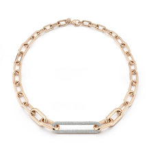 MORRELL 18K ROSE GOLD GRADUATING CHAIN NECKLACE WITH ELONGATED DIAMOND LINK