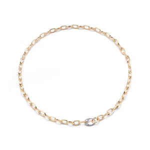GARNETT 18K GOLD AND DIAMOND SMALL OVAL LINK NECKLACE