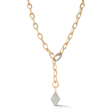 GARNETT 18K GOLD AND DIAMOND SMALL OVAL LINK NECKLACE