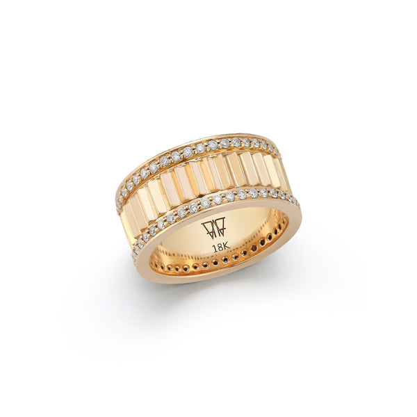 CLIVE 18K GOLD & DIAMOND 10MM FLUTED BAND RING – Walters Faith