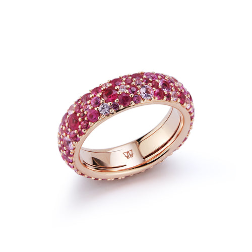 OC X WF 18K ROSE GOLD AND PINK SAPPHIRE BAND RING