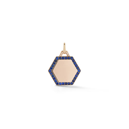 DORA 18K SAPPHIRE AND DIAMOND HEXAGON CHARM